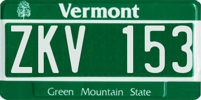 VT license plate ZKV153