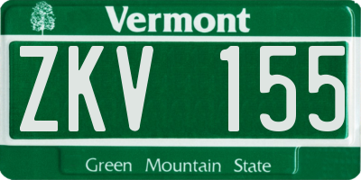 VT license plate ZKV155