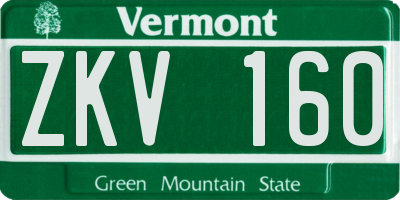 VT license plate ZKV160
