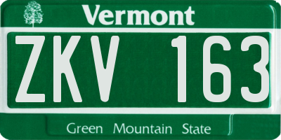 VT license plate ZKV163