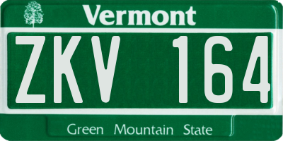 VT license plate ZKV164
