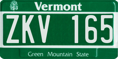 VT license plate ZKV165