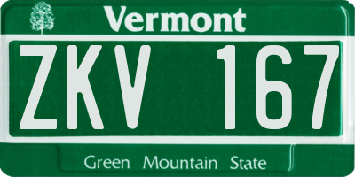 VT license plate ZKV167