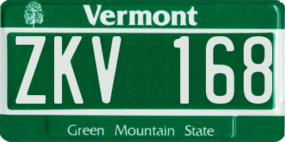 VT license plate ZKV168