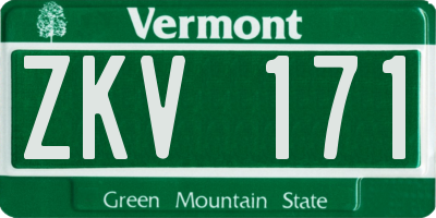 VT license plate ZKV171