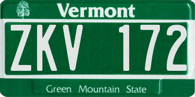 VT license plate ZKV172