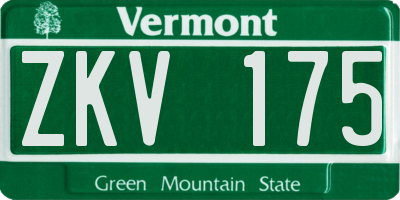 VT license plate ZKV175
