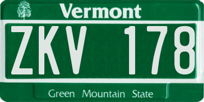 VT license plate ZKV178