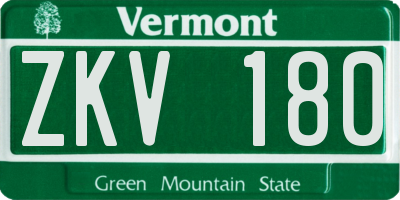VT license plate ZKV180