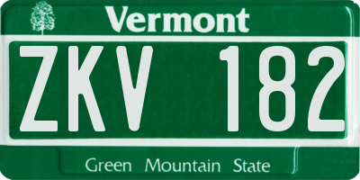 VT license plate ZKV182