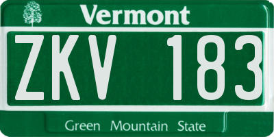 VT license plate ZKV183