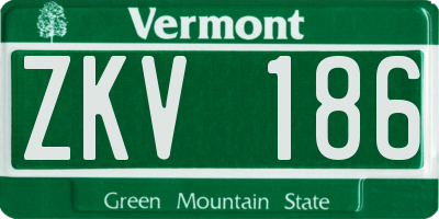 VT license plate ZKV186
