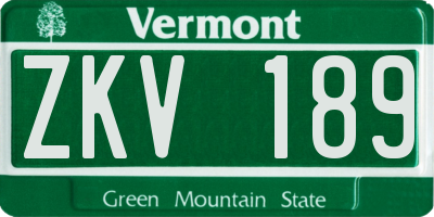 VT license plate ZKV189