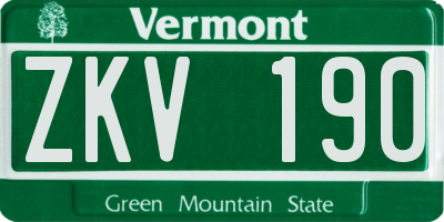 VT license plate ZKV190