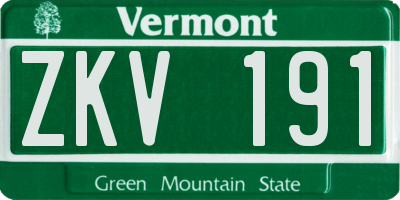 VT license plate ZKV191