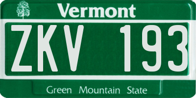 VT license plate ZKV193