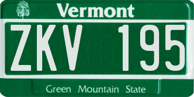 VT license plate ZKV195