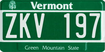 VT license plate ZKV197