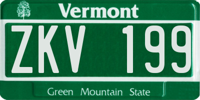 VT license plate ZKV199