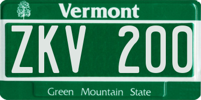 VT license plate ZKV200