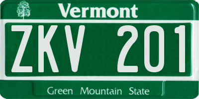 VT license plate ZKV201