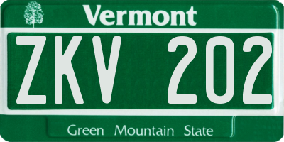 VT license plate ZKV202