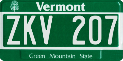 VT license plate ZKV207