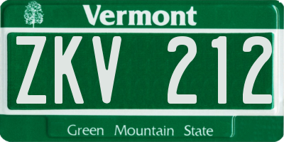 VT license plate ZKV212