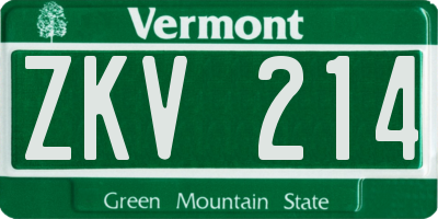 VT license plate ZKV214