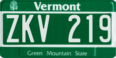 VT license plate ZKV219