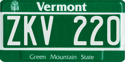 VT license plate ZKV220
