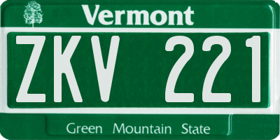 VT license plate ZKV221