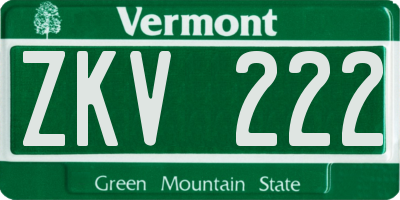 VT license plate ZKV222