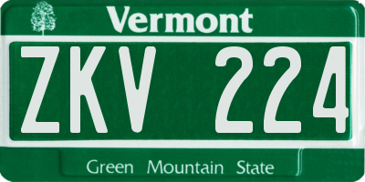 VT license plate ZKV224