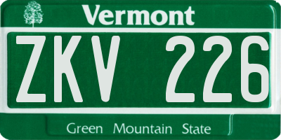 VT license plate ZKV226