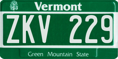 VT license plate ZKV229