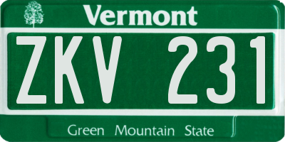 VT license plate ZKV231