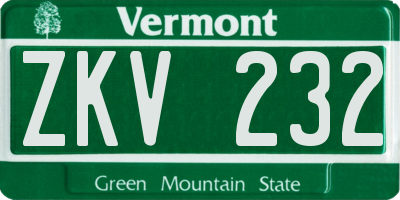 VT license plate ZKV232