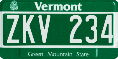 VT license plate ZKV234