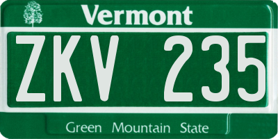 VT license plate ZKV235