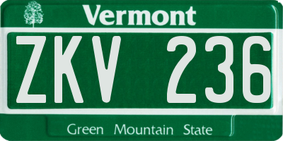 VT license plate ZKV236