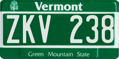 VT license plate ZKV238