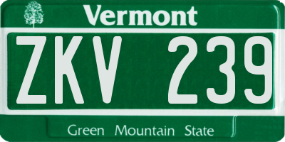 VT license plate ZKV239