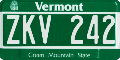 VT license plate ZKV242