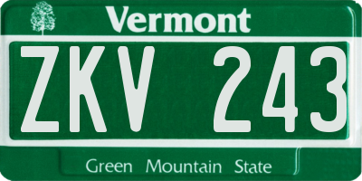 VT license plate ZKV243