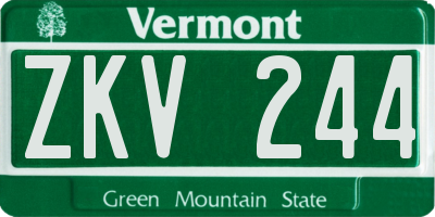 VT license plate ZKV244