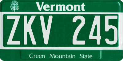 VT license plate ZKV245