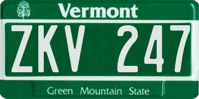 VT license plate ZKV247