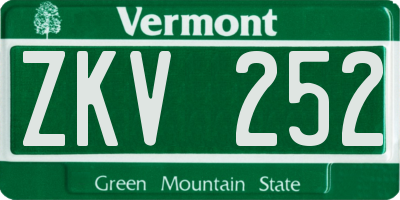 VT license plate ZKV252