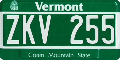 VT license plate ZKV255